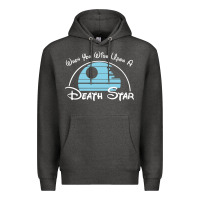 Charcoal Heather when you wish upon a death star Premium Hoodie - SnappyArt