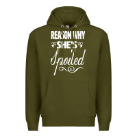 Army Green the reason she is spoiled couples matching set valentines t shirt Premium Hoodie - SnappyArt