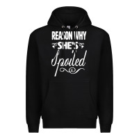 Black the reason she is spoiled couples matching set valentines t shirt Premium Hoodie - SnappyArt