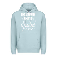 Blue Mist the reason she is spoiled couples matching set valentines t shirt Premium Hoodie - SnappyArt