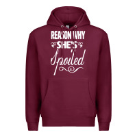 Burgundy the reason she is spoiled couples matching set valentines t shirt Premium Hoodie - SnappyArt