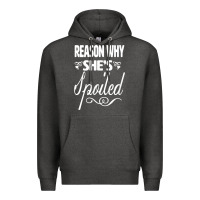 Charcoal Heather the reason she is spoiled couples matching set valentines t shirt Premium Hoodie - SnappyArt