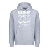 Heather Grey the reason she is spoiled couples matching set valentines t shirt Premium Hoodie - SnappyArt
