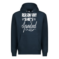 Navy the reason she is spoiled couples matching set valentines t shirt Premium Hoodie - SnappyArt