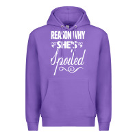 Purple the reason she is spoiled couples matching set valentines t shirt Premium Hoodie - SnappyArt