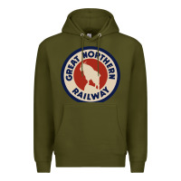 Army Green Great Northern Railroad Premium Hoodie - SnappyArt