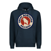Navy Great Northern Railroad Premium Hoodie - SnappyArt
