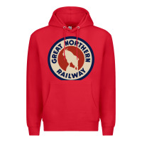 Red Great Northern Railroad Premium Hoodie - SnappyArt