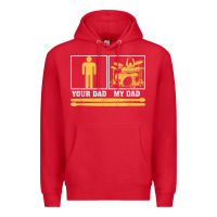 Red mens my dad is a drummer your dad not drum player father's day t shirt Premium Hoodie - SnappyArt