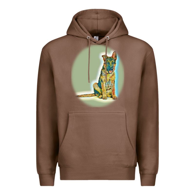 German Shepherd Isolated On Whot. Premium Hoodie by SnappyArt | Teevron