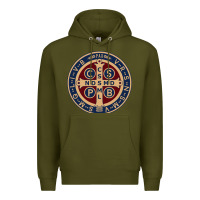 Army Green Saint Benedict Medal 1 Premium Hoodie - SnappyArt