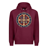 Burgundy Saint Benedict Medal 1 Premium Hoodie - SnappyArt