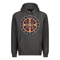 Charcoal Heather Saint Benedict Medal 1 Premium Hoodie - SnappyArt