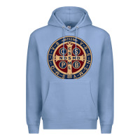 Colony Blue Saint Benedict Medal 1 Premium Hoodie - SnappyArt
