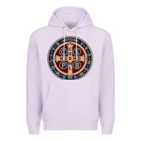 Lilac Saint Benedict Medal 1 Premium Hoodie - SnappyArt