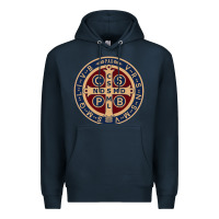 Navy Saint Benedict Medal 1 Premium Hoodie - SnappyArt