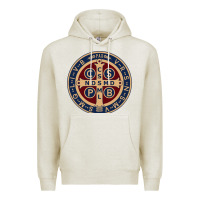 Oatmeal Heather Saint Benedict Medal 1 Premium Hoodie - SnappyArt