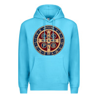 Ocean Blue Saint Benedict Medal 1 Premium Hoodie - SnappyArt