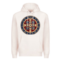 Pale Pink Saint Benedict Medal 1 Premium Hoodie - SnappyArt