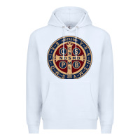 White Saint Benedict Medal 1 Premium Hoodie - SnappyArt