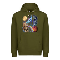 Army Green Fluffy Kitten Shoot Laser Rainbow Space Galaxy, Cat Gifts Premium Hoodie - SnappyArt