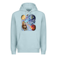 Blue Mist Fluffy Kitten Shoot Laser Rainbow Space Galaxy, Cat Gifts Premium Hoodie - SnappyArt