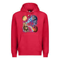 Cardinal Fluffy Kitten Shoot Laser Rainbow Space Galaxy, Cat Gifts Premium Hoodie - SnappyArt