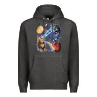 Charcoal Heather Fluffy Kitten Shoot Laser Rainbow Space Galaxy, Cat Gifts Premium Hoodie - SnappyArt