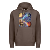 Coffee Fluffy Kitten Shoot Laser Rainbow Space Galaxy, Cat Gifts Premium Hoodie - SnappyArt