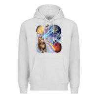 Dove Grey Fluffy Kitten Shoot Laser Rainbow Space Galaxy, Cat Gifts Premium Hoodie - SnappyArt