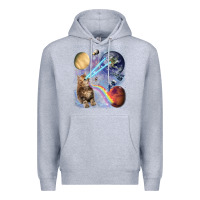 Heather Grey Fluffy Kitten Shoot Laser Rainbow Space Galaxy, Cat Gifts Premium Hoodie - SnappyArt