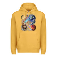 Mustard Fluffy Kitten Shoot Laser Rainbow Space Galaxy, Cat Gifts Premium Hoodie - SnappyArt