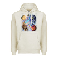 Oatmeal Heather Fluffy Kitten Shoot Laser Rainbow Space Galaxy, Cat Gifts Premium Hoodie - SnappyArt
