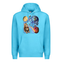 Ocean Blue Fluffy Kitten Shoot Laser Rainbow Space Galaxy, Cat Gifts Premium Hoodie - SnappyArt