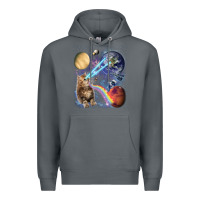 Rock Fluffy Kitten Shoot Laser Rainbow Space Galaxy, Cat Gifts Premium Hoodie - SnappyArt