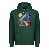 Sports Green Fluffy Kitten Shoot Laser Rainbow Space Galaxy, Cat Gifts Premium Hoodie - SnappyArt