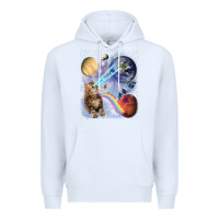 White Fluffy Kitten Shoot Laser Rainbow Space Galaxy, Cat Gifts Premium Hoodie - SnappyArt