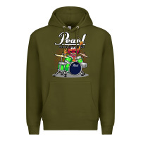 Army Green ANIMAL DRUMMER PEARL DRUMS Premium Hoodie - FloraArt