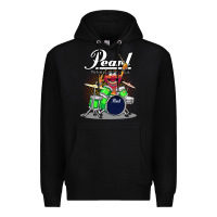 Black ANIMAL DRUMMER PEARL DRUMS Premium Hoodie - FloraArt