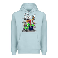 Blue Mist ANIMAL DRUMMER PEARL DRUMS Premium Hoodie - FloraArt