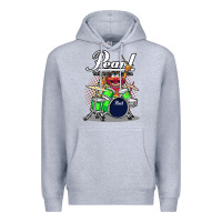 Heather Grey ANIMAL DRUMMER PEARL DRUMS Premium Hoodie - FloraArt