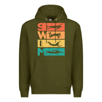 Army Green retro vintage swimming gift for swimmers t shirt Premium Hoodie - FloraArt