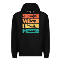 Black retro vintage swimming gift for swimmers t shirt Premium Hoodie - FloraArt