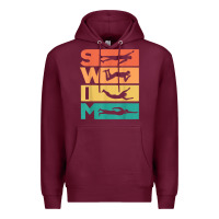 Burgundy retro vintage swimming gift for swimmers t shirt Premium Hoodie - FloraArt