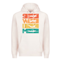 Pale Pink retro vintage swimming gift for swimmers t shirt Premium Hoodie - FloraArt