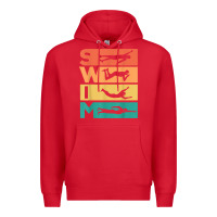 Red retro vintage swimming gift for swimmers t shirt Premium Hoodie - FloraArt