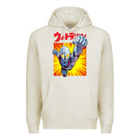 Oatmeal Heather ultraman exclusive yellow Premium Hoodie - FloraArt