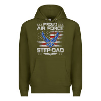 Army Green proud air force step dad veteran vintage flag veterans day t shirt Premium Hoodie - FloraArt