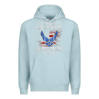 Blue Mist proud air force step dad veteran vintage flag veterans day t shirt Premium Hoodie - FloraArt