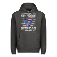 Charcoal Heather proud air force step dad veteran vintage flag veterans day t shirt Premium Hoodie - FloraArt